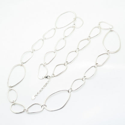 925 Sterling Silver Vintage Peru Modernist Chain Necklace 32"