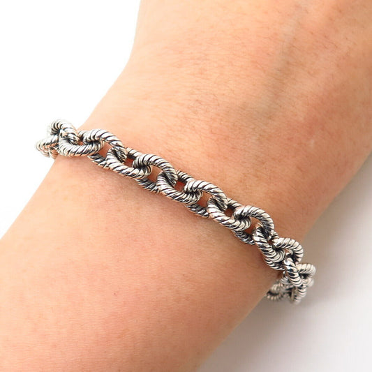 925 Sterling Silver Italy Twisted Design Cable Link Bracelet 6 1/4"