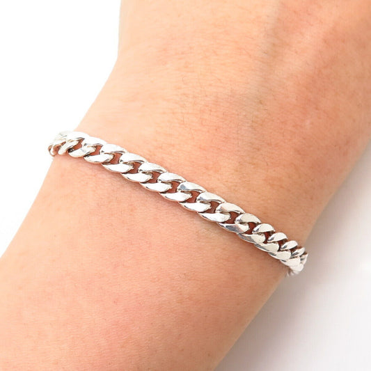 925 Sterling Silver Italy Cable Link Bracelet 7 3/4"