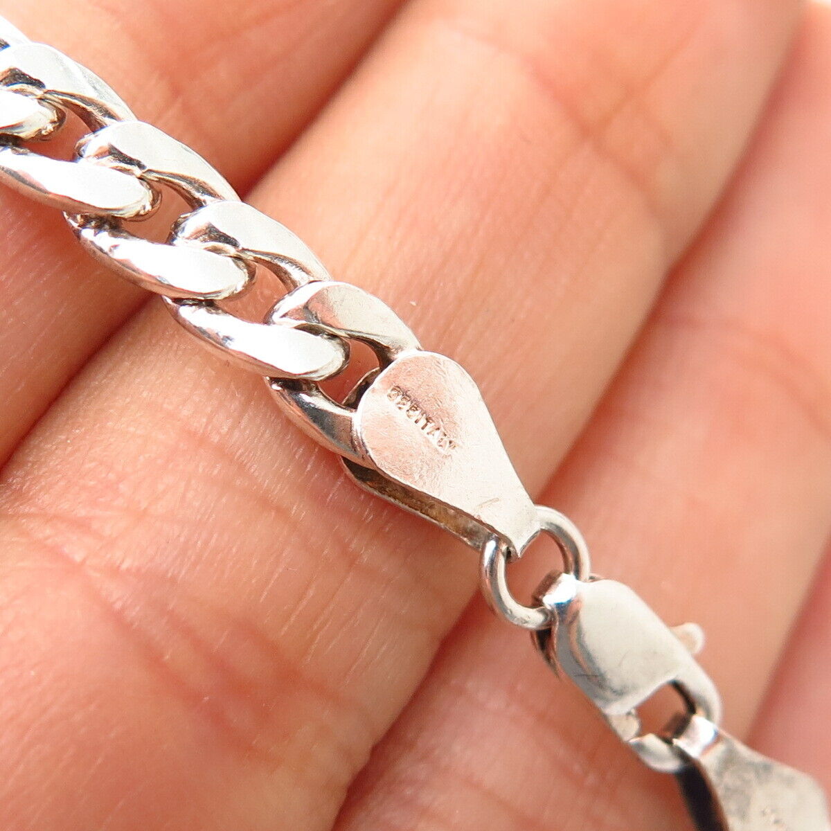 925 Sterling Silver Italy Cable Link Bracelet 7 3/4"