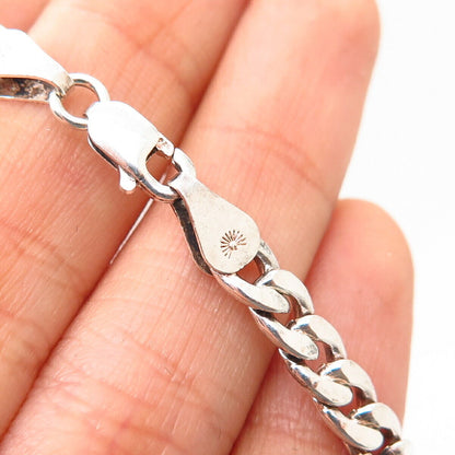 925 Sterling Silver Italy Cable Link Bracelet 7 3/4"