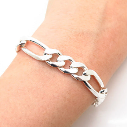 925 Sterling Silver Italy Figaro Link Bracelet 8.5"