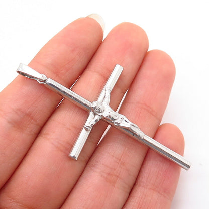 925 Sterling Silver Hollow Religious Crucifix Cross Pendant