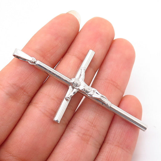 925 Sterling Silver Hollow Religious Crucifix Cross Pendant