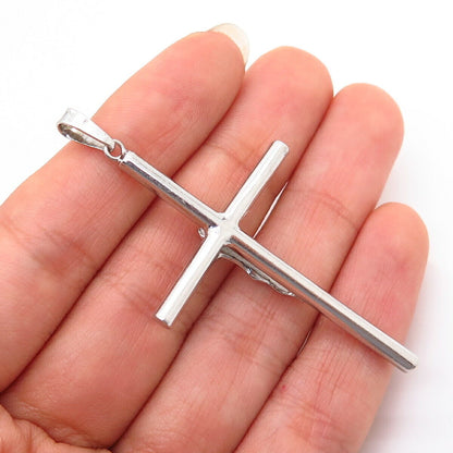 925 Sterling Silver Hollow Religious Crucifix Cross Pendant