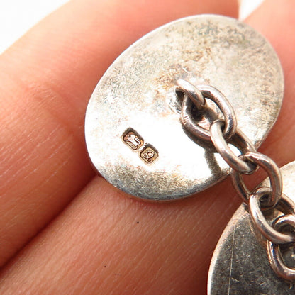 925 Sterling Silver Vintage Birmingham Ramsden & Roed Ltd. Oval Cufflinks