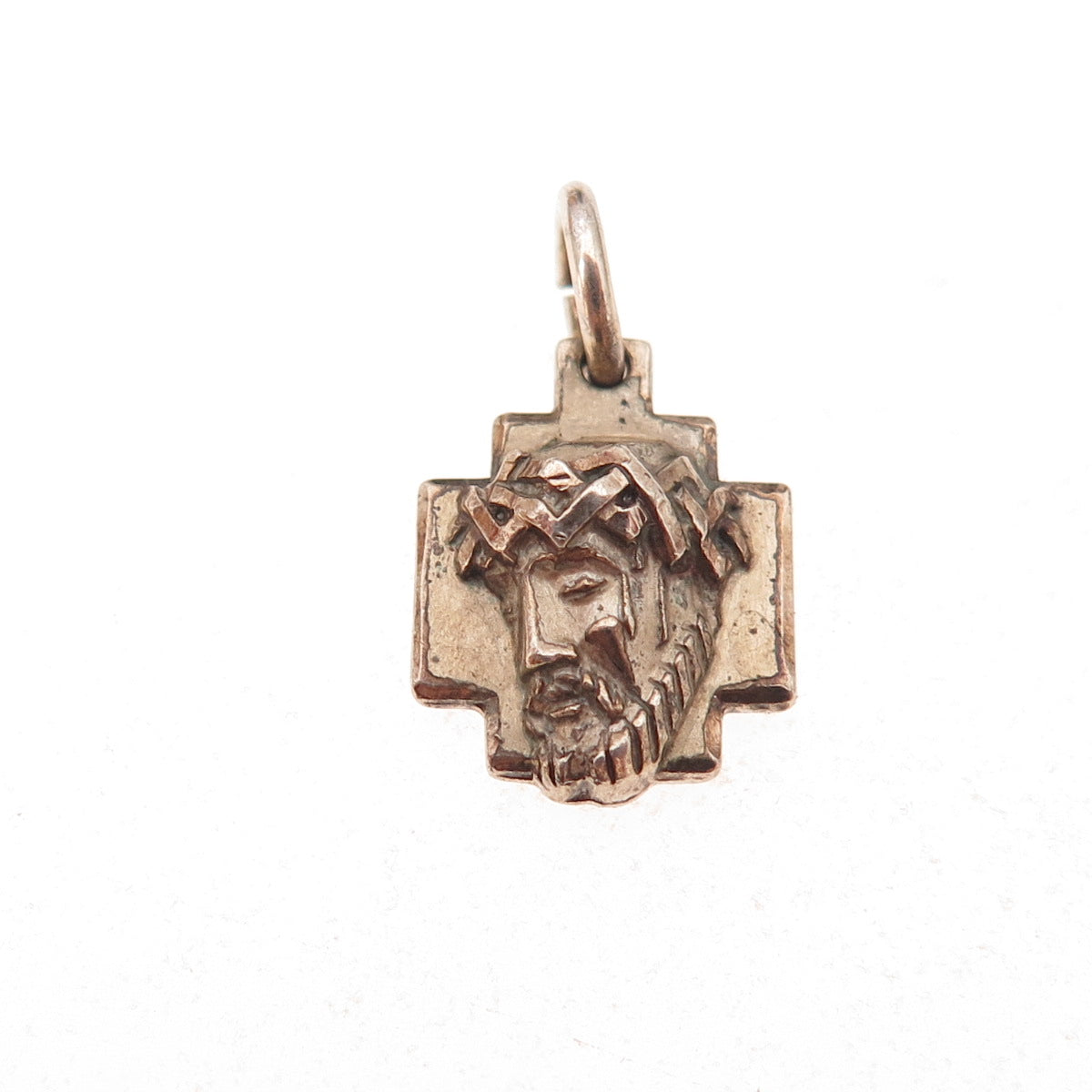 M. De Jean 925 Sterling Silver Gold Plated Vintage Jesus Cross Charm Pendant
