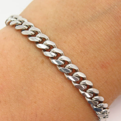 925 Sterling Silver Italy Flat Cable Link Bracelet 8 1/4"