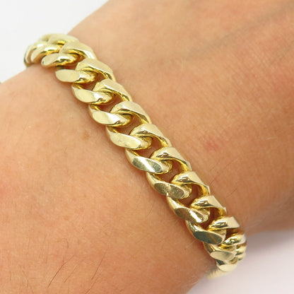 925 Sterling Silver Gold Plated Thick Cuban Link Bracelet 8.5"