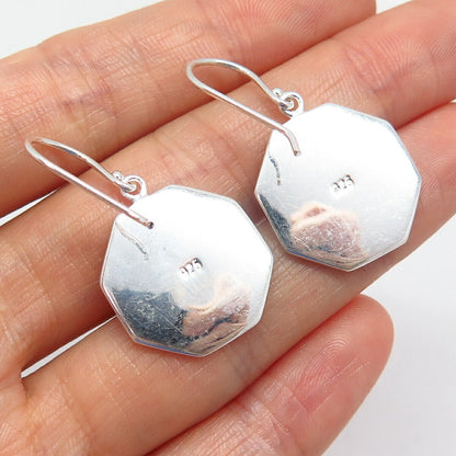 925 Sterling Silver Textured Shell Design Dangling Earrings