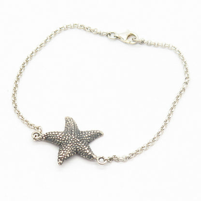 925 Sterling Silver Starfish Design Rollo Link Bracelet 6.5"