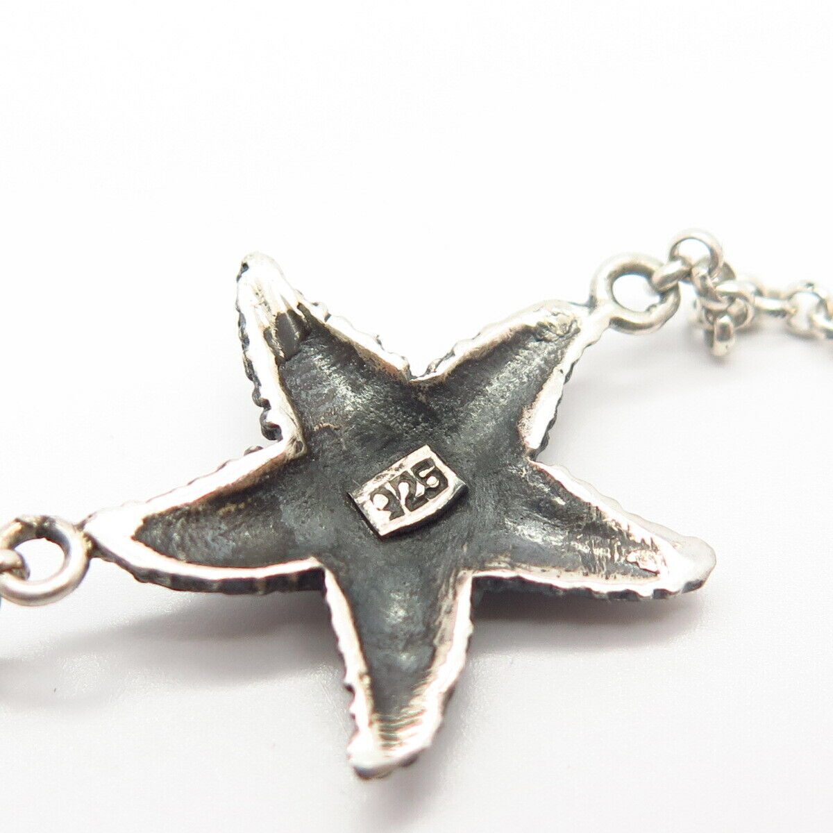 925 Sterling Silver Starfish Design Rollo Link Bracelet 6.5"