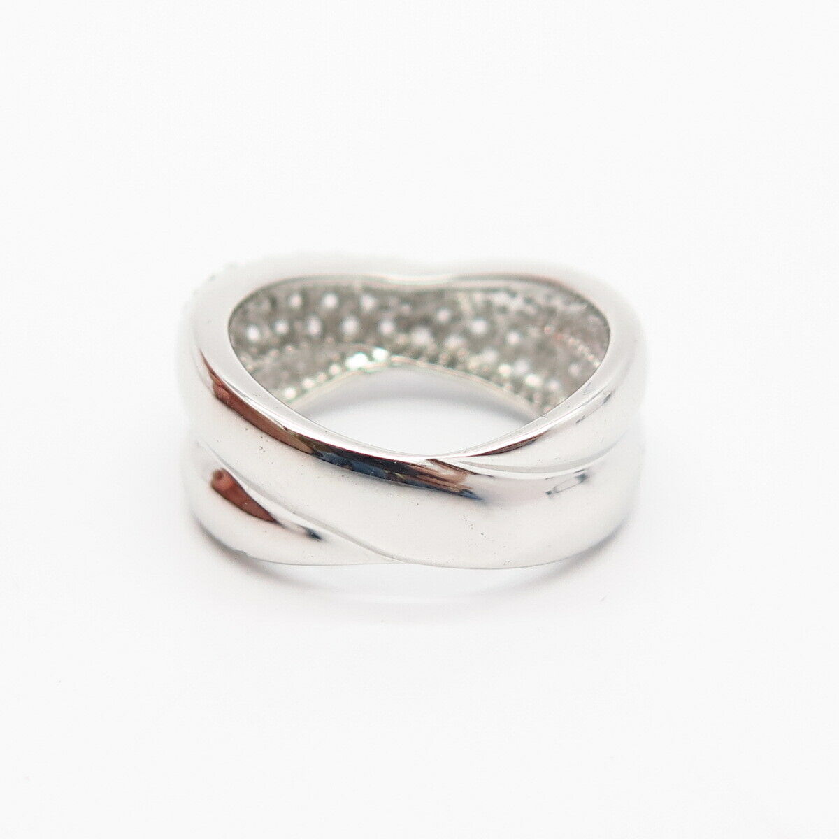 925 Sterling Silver C Z Crossover Infinity Design Ring