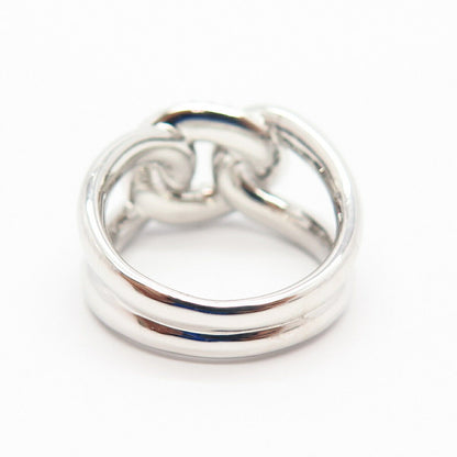 925 Sterling Silver C Z Knot Linked Design Ring