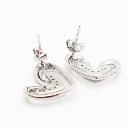 925 Sterling Silver C Z Cutout Heart Design Earrings