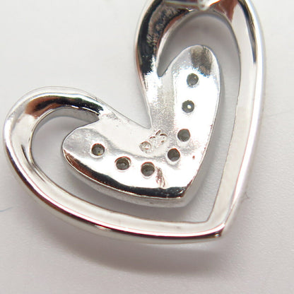 925 Sterling Silver C Z Cutout Heart Design Earrings