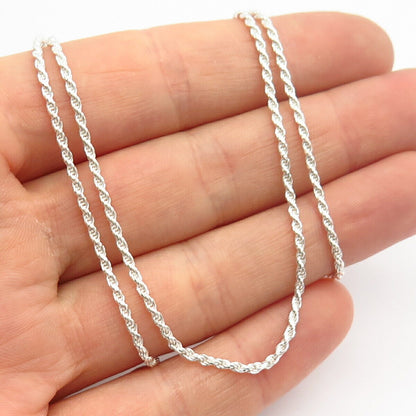 925 Sterling Silver Italy Twisted Rope Chain Necklace 18"