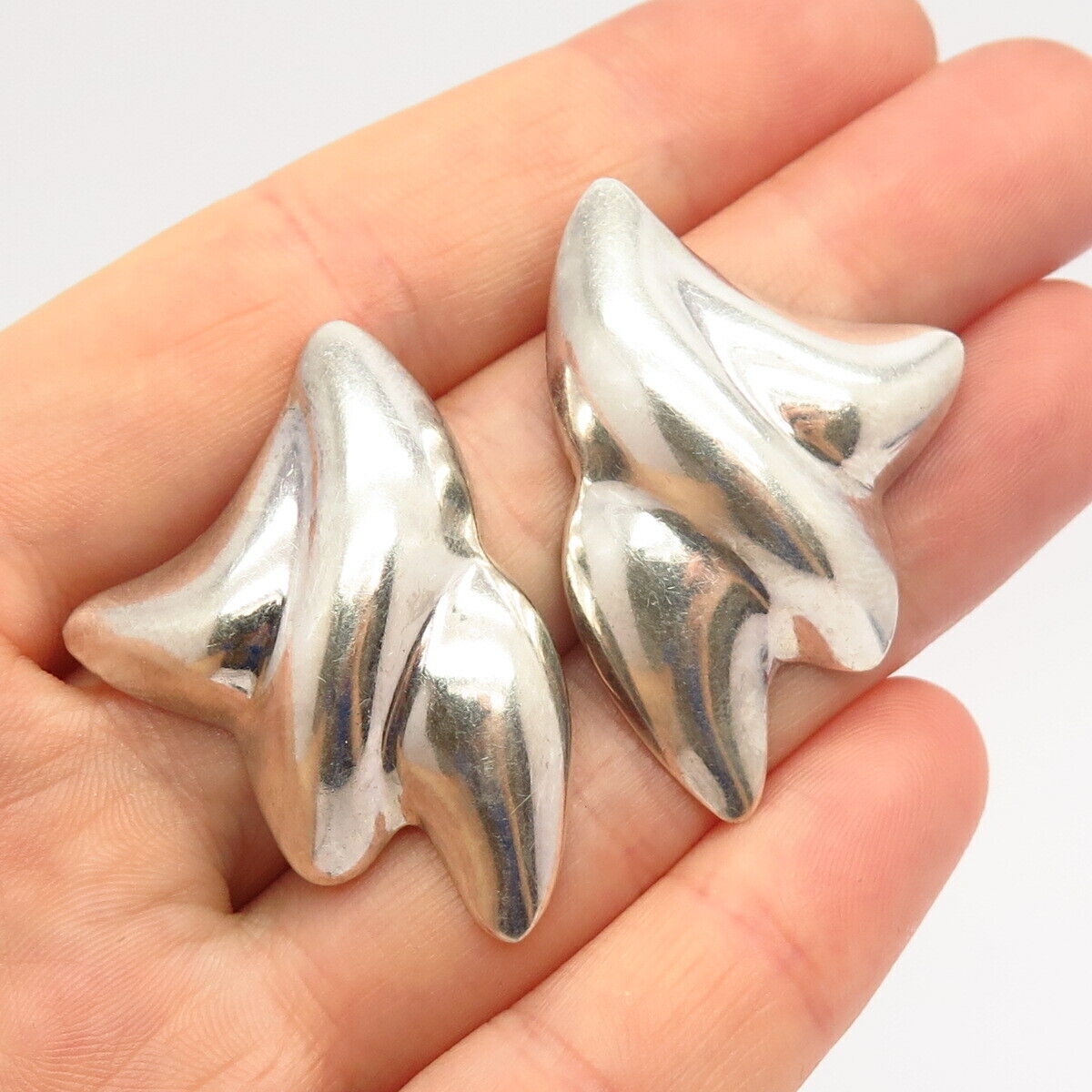 925 Sterling Silver Vintage Mexico Ribbed Design Earrings