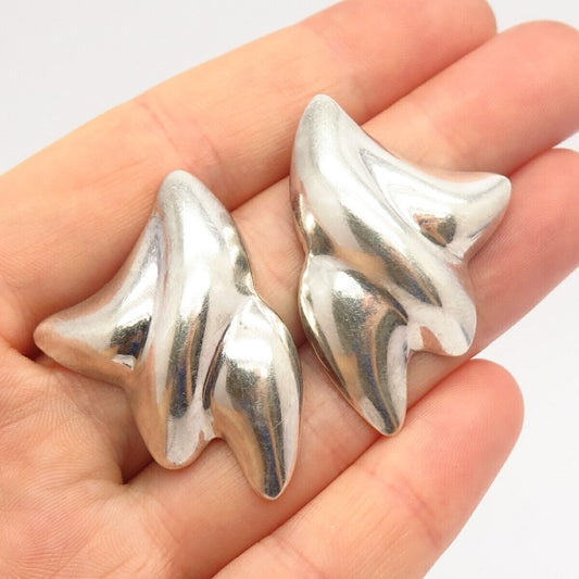 925 Sterling Silver Vintage Mexico Ribbed Design Earrings