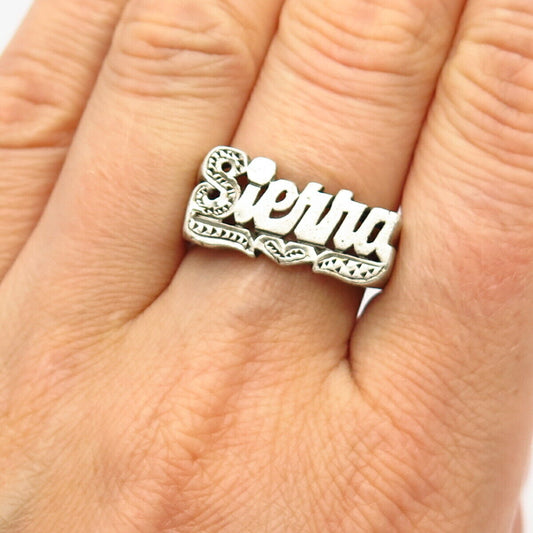 925 Sterling Silver "Sierra" Personalized Signet Ring Size 8.5