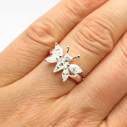 925 Sterling Silver C Z Butterfly Design Ring Size 6