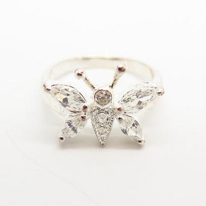 925 Sterling Silver C Z Butterfly Design Ring Size 6