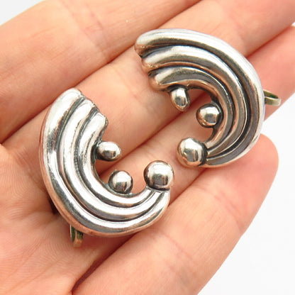 925 Sterling Silver Vintage Mexico Comet Celestial Body Screw Back Earrings