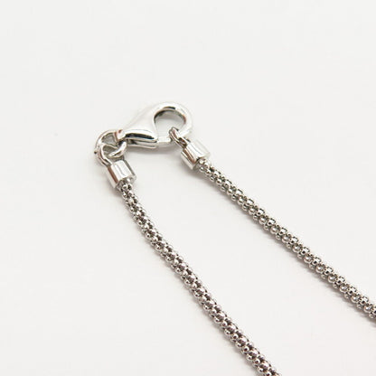 925 Sterling Silver C Z Tie Design Popcorn Chain Necklace 16"