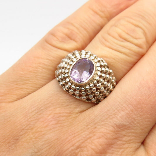 925 Sterling Silver Real Amethyst Gemstone Ring Size 7 3/4