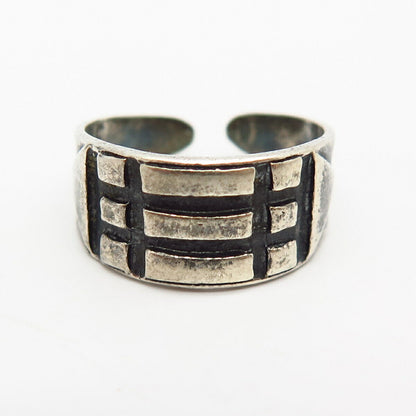 925 Sterling Silver Tribal Pattern Design Adjustable Ring Size 8