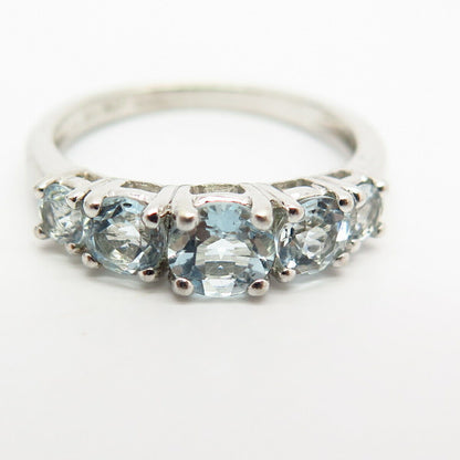 925 Sterling Silver Baby Sky Blue-Tone C Z  Ring Size 9