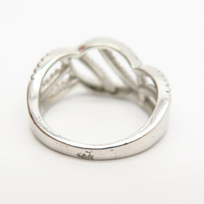 925 Sterling Silver C Z Striped Design Ring Size 5 3/4