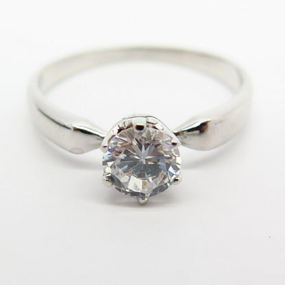 925 Sterling Silver C Z Solitaire Engagement Ring Size 9 1/4