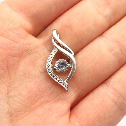 925 Sterling Silver Dancing C Z Teardrop Design Slide Pendant