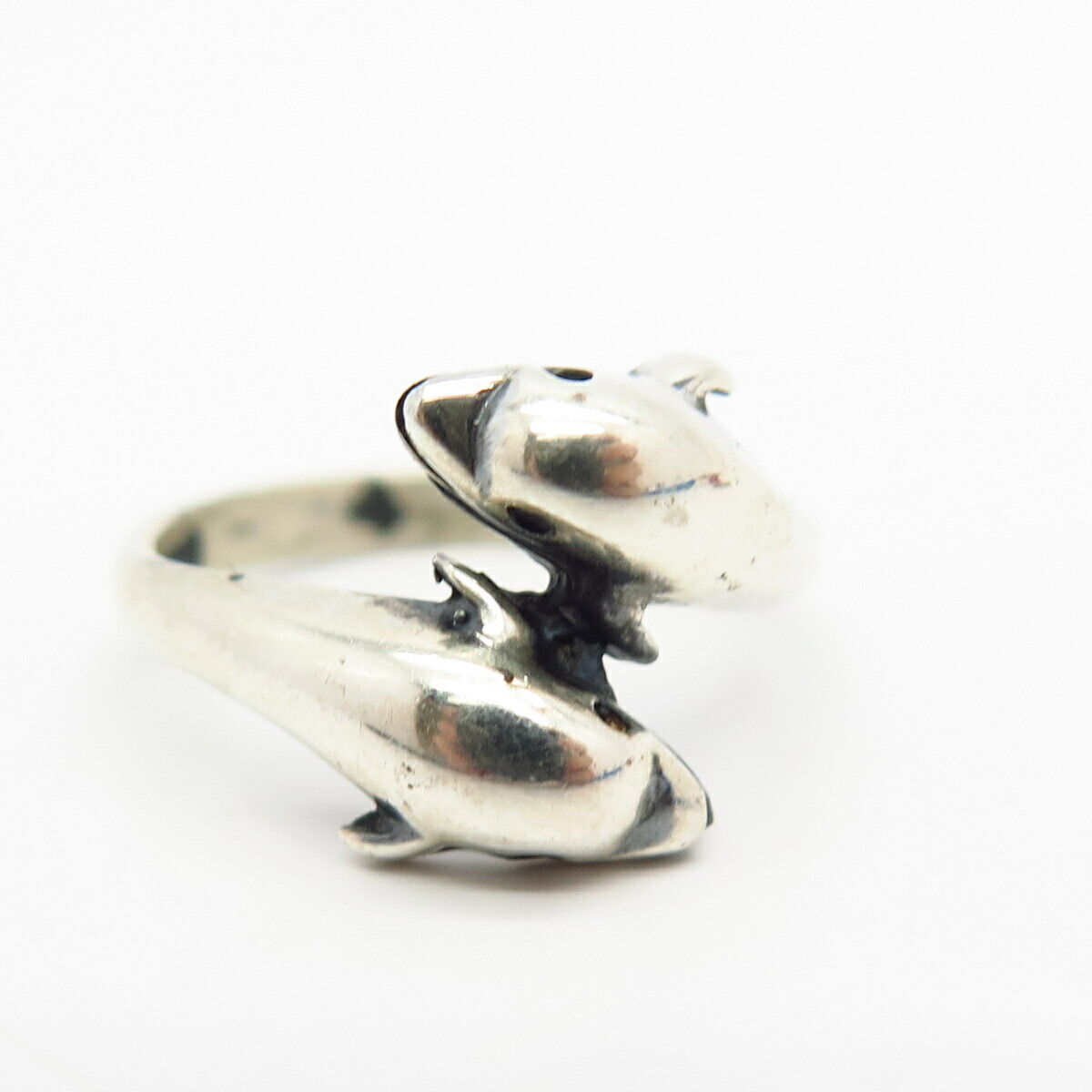 925 Sterling Silver Dolphin Couple Design Ring Size 5 3/4