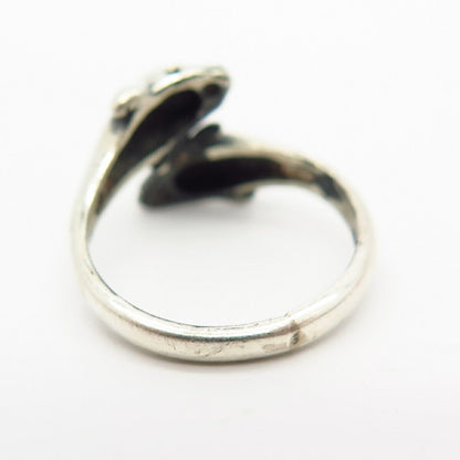 925 Sterling Silver Dolphin Couple Design Ring Size 5 3/4