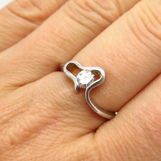 925 Sterling Silver C Z Abstract Heart Design Ring