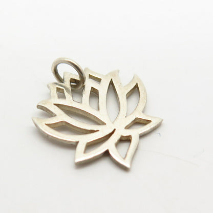 925 Sterling Silver Lotus Floral Design Charm Pendant