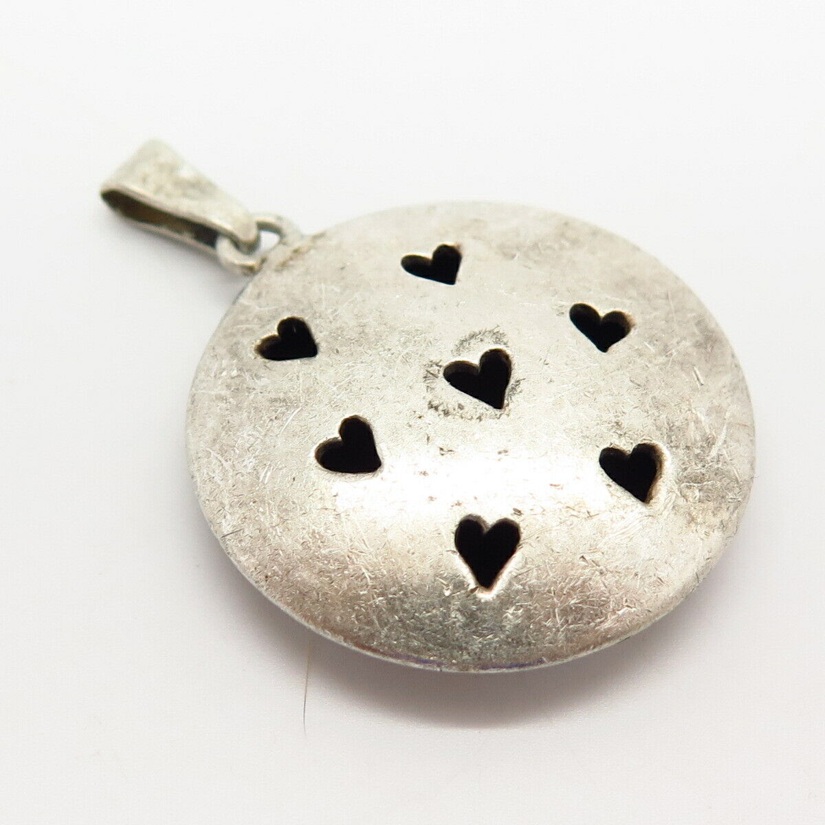 925 Sterling Silver Vintage Mexico Cutout Heart Design Pendant