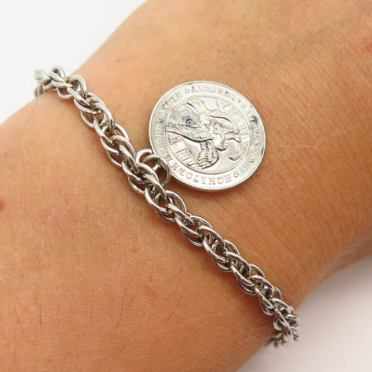 925 Sterling "Hometown Heroes Salute 9/11" Prince-of-Wales Link Bracelet 6.5