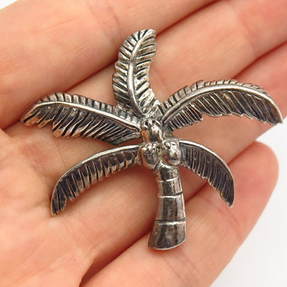 925 Sterling Silver Palm Tree Design Pin Brooch