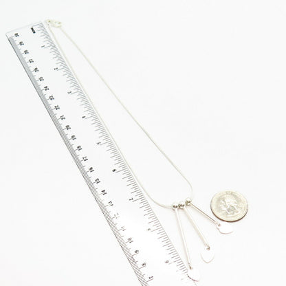 925 Sterling Silver Italy Heart & Bar Square Herringbone Chain Necklace 16"