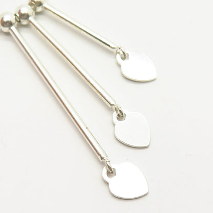 925 Sterling Silver Italy Heart & Bar Square Herringbone Chain Necklace 16"