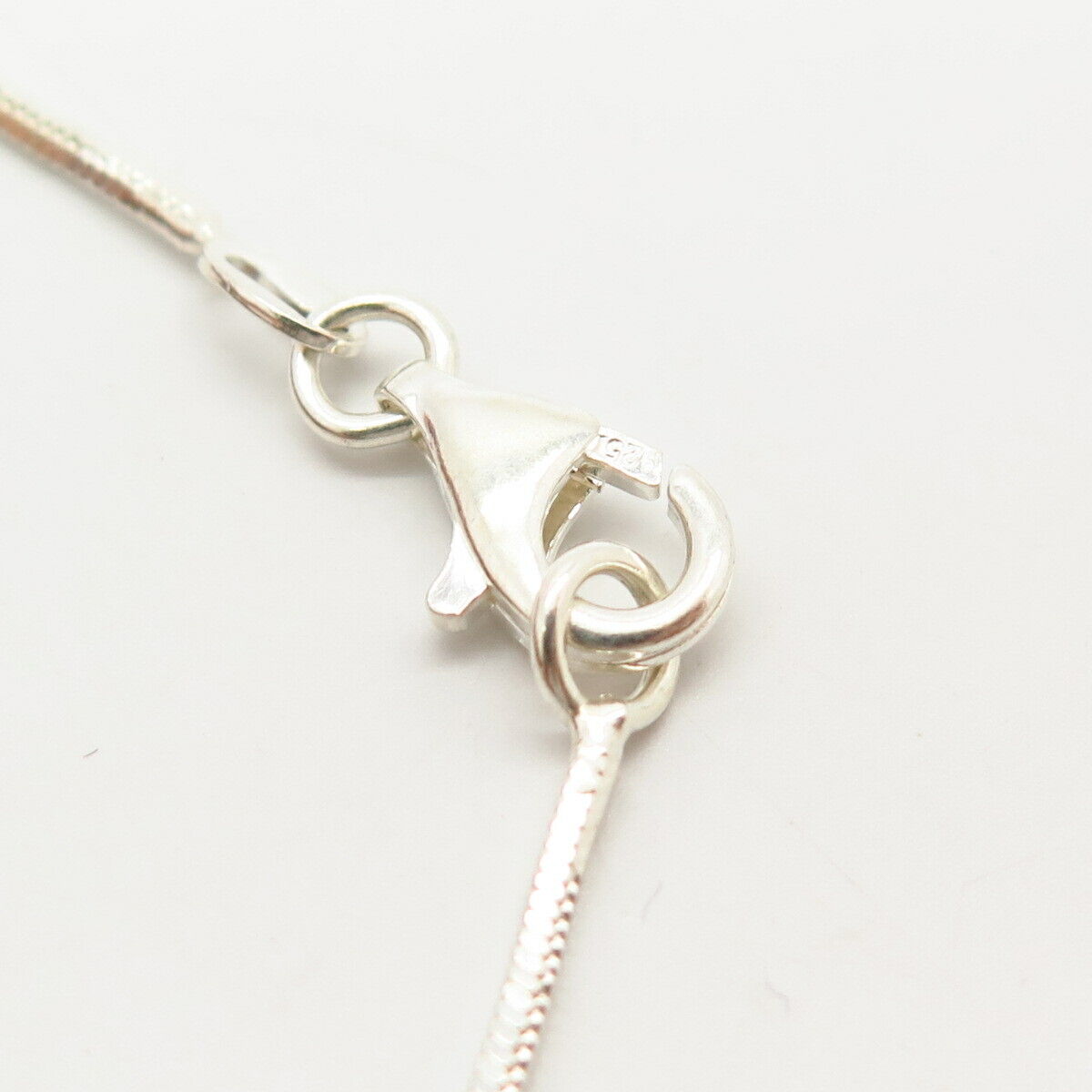 925 Sterling Silver Italy Heart & Bar Square Herringbone Chain Necklace 16"