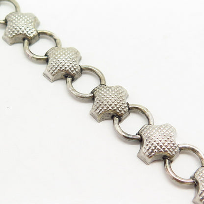 925 Sterling Silver Puffy Cross & Circle Design Link Bracelet 7"