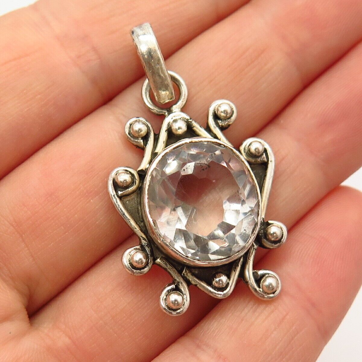 925 Sterling Silver C Z Dots Design Pendant