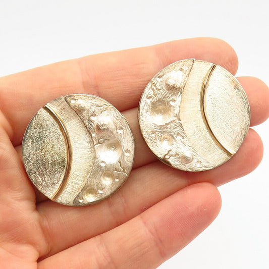 925 Sterling Silver 2-Tone Victor Alfaro Modernist Design Earrings