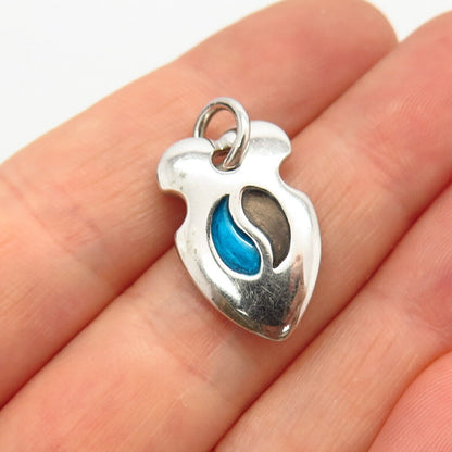 925 Sterling Silver Enamel Abstract Lovers Design Pendant