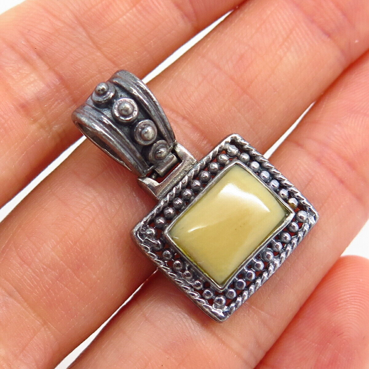 925 Sterling Silver Real Mother-Of-Pearl Slide Pendant