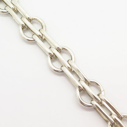 925 Sterling Silver Fancy Gate Link Bracelet 7"